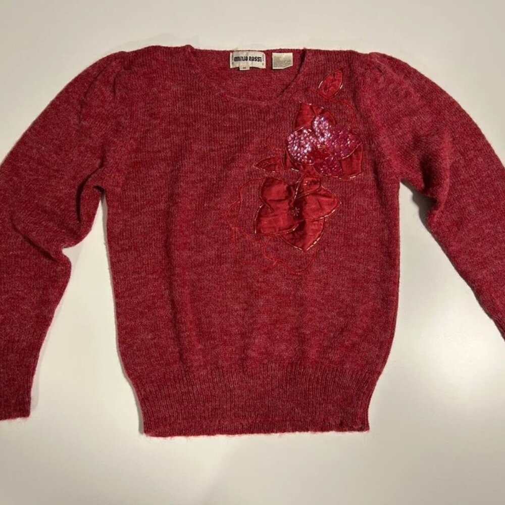 Rossi Women’s Long Sleeve Knit Sweater Red Size M